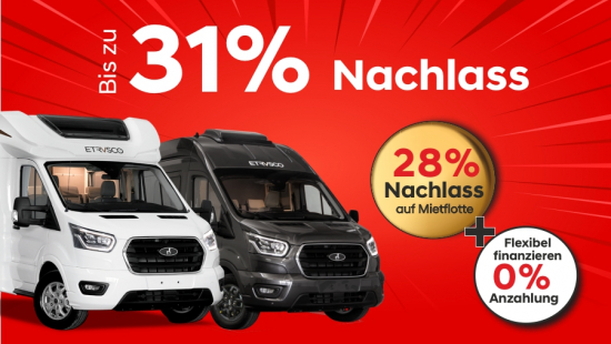 Wohnmobilabverkauf – Bis zu 31% Nachlass
